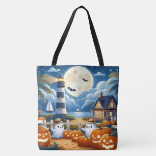 Süße, maritime/strandnahe Halloween-Geister/Kürbis Tasche