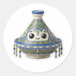 Süße marokkanische Kawaii-Tajine-Aufkleber Runder Aufkleber