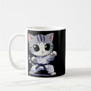 Süße Martial-Arts-Katze Karate Schwarzgurt Lustig Kaffeetasse