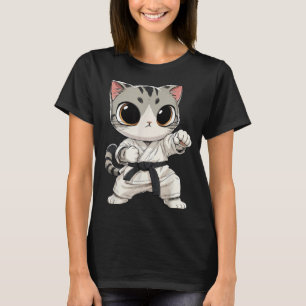 Süße Martial-Arts-Katze Karate Schwarzgurt Lustig T-Shirt