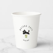 Süße Matcha-Katy-Papiertasse | Kawaii schwarze Kat Pappbecher (Vorderseite)
