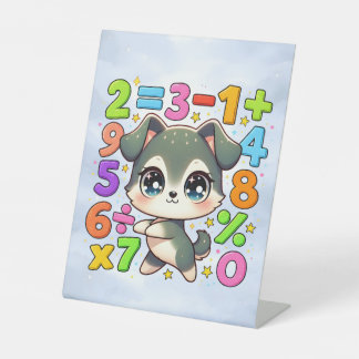 Süße Mathe-Welpen-Zahlen-Schreibtischkunst für Kin Sockelschild