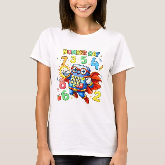 Süße Mathe Zahlen Superheld Robot T-Shirt KidsUK (Vorderseite)