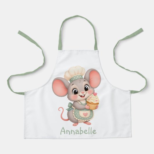 Süße Maus Bäcker Personalisieren Schürze (Vorderseite)