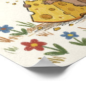 Süße Maus, die Käse isst, Buntstiftzeichnung Kind Poster (Ecke)