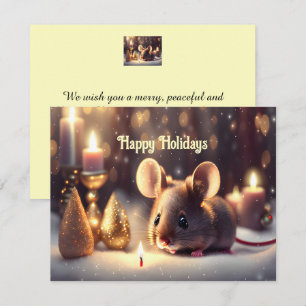 Süße Maus feiert Weihnachten - Grußkarte zum Fest