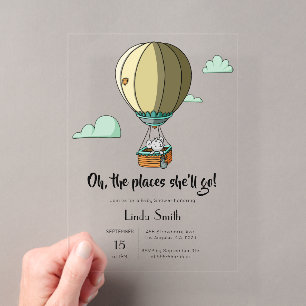 Süße Maus Heißluftballon Babyparty Acryleinladungen