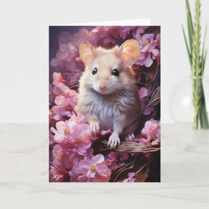 Süße Maus in den Blumen für jeden Anlass  Karte