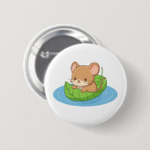 Süße Maus in einem Blattboot Button (Vorne & Hinten)