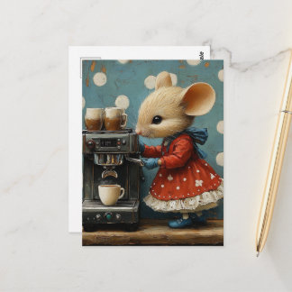 Süße Maus macht Kaffee Postkarte