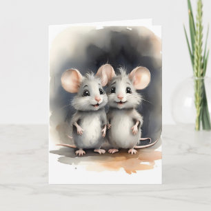 Süße Maus Mäuse beste Freunde Portrait leer Karte