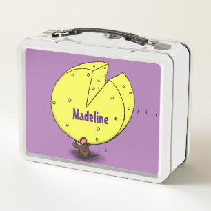 Süße Maus mit Käse Cartoon-Illustration Metall Brotdose