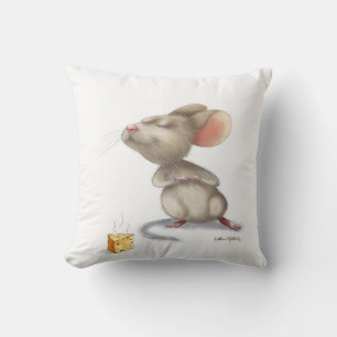 Süße Maus und Käse Cartoon Kissen