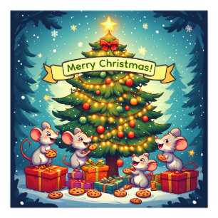 Süße Mäuse Kekse Weihnachtsbaum Fröhlich Festlich Fotodruck