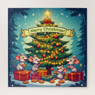 Süße Mäuse Kekse Weihnachtsbaum Fröhlich Festlich Puzzle
