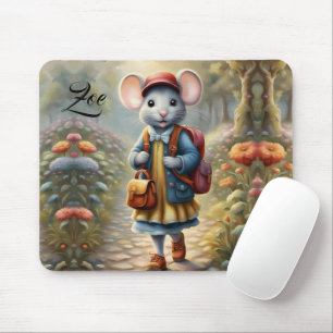Süße Mäuse-Mädchen auf dem Weg zur Schule, persona Mousepad