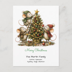 Süße Mäuse schmücken Weihnachtsbaum Frohe Weihnach Postkarte