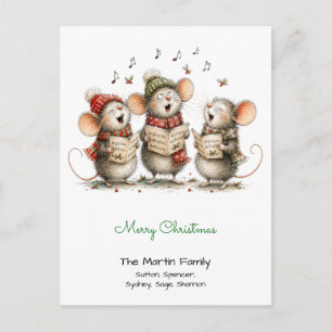 Süße Mäuse singen Weihnachtslieder Frohe Weihnacht Postkarte