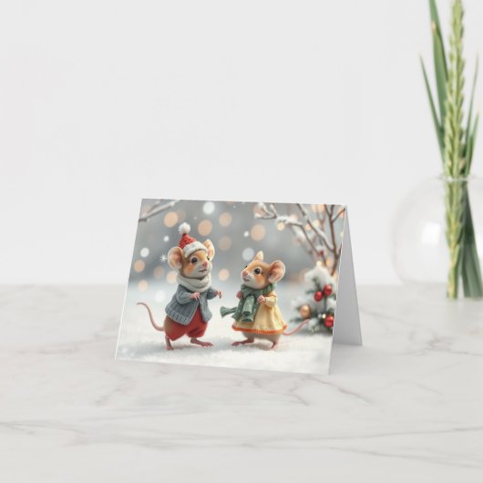 Süße Mäuse Weihnachtskarte Dankeskarte (Vorderseite)