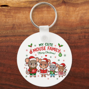 Süße Mausfamilie Frohe Weihnachten Schlüsselanhänger