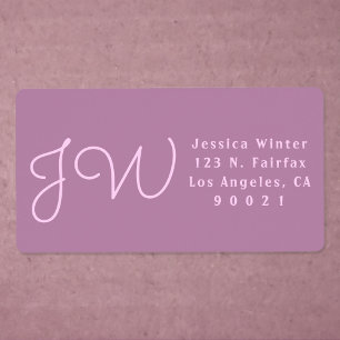Süße Mauve/Rosa-Monogramm-Rücksendeadresse Versand