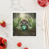 Süße May-Igel mit smaragdgrünem Herzen Serviette (Beispiel)