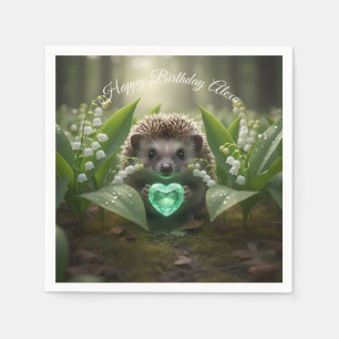 Süße May-Igel mit smaragdgrünem Herzen Serviette