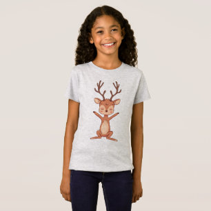Süße meditierende Hirsch-Yoga-Cartoon-Illustration T-Shirt