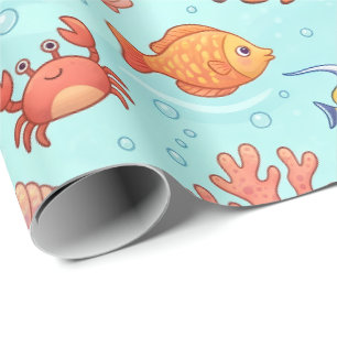 Süße Meereslebewesen Nahtloses Muster Geschenkpapier