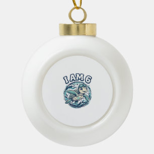 Süße Meeresschildkröte Ich bin 6 Geburtstag Vintag Keramik Kugel-Ornament