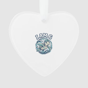 Süße Meeresschildkröte Ich bin 6 Geburtstag Vintag Ornament