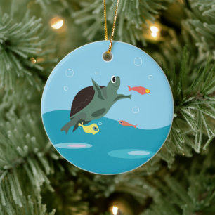 Süße Meeresschildkröte Unter dem Meer Kunst Keramik Ornament
