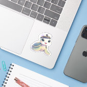 Süße Meeresschildkröten Kapitän Aufkleber (Laptop mit iPhone)