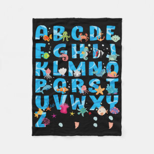 Süße Meerestiere Lustiges Alphabet Sommer Abcs Rüc Fleecedecke