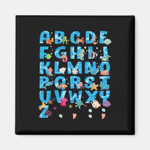 Süße Meerestiere Lustiges Alphabet Sommer Abcs Rüc Magnet