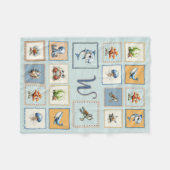 Süße Meerestiere-Patches Monogramm Anfangsbuchstab Fleecedecke (Vorderseite (Horizontal))