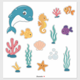 Süße Meerestiere Sticker Pack
