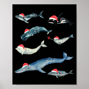 Süße Meerestiere Wale Orca Weihnachten Ozean Ani Poster