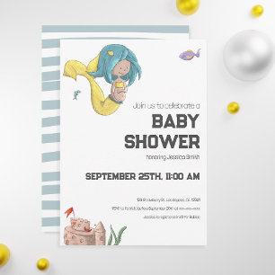 Süße Meerjungfrau-Baby-Shower-Einladung Einladung
