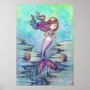 Süße Meerjungfrau-Fantasie-Kunst von Molly Harriso Poster
