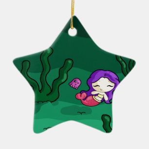 Süße Meerjungfrau Keramik Ornament