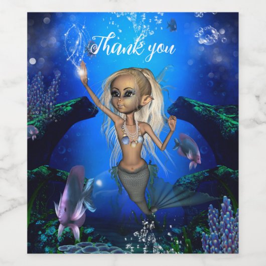 Süße Meerjungfrau Weinetikett (Einzelnes Label)