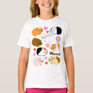 Süße Meerschweinchen mit Herzen und Blumen T-Shirt