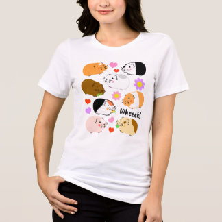 Süße Meerschweinchen mit Herzen und Blumen Tri-Blend Shirt