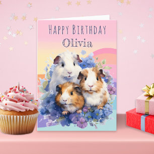 Süße Meerschweinchen Persönlicher Geburtstag Karte