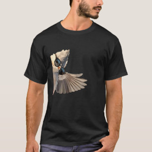 Süße Meise mit Sonnenbrille winkend von T-Shirt
