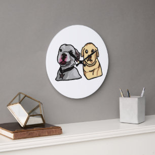 Süße Meme-Hunde Große Wanduhr