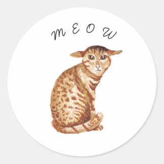 Süße Meow-Katze Wasserfarben-Aufkleber Runder Aufkleber
