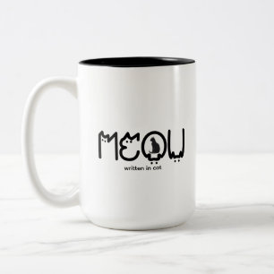 Süße MEOW Katzenmutter Minimalist Zweifarbige Tasse