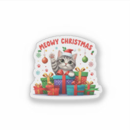 Süße Meow Weihnachtskatze Aufkleber